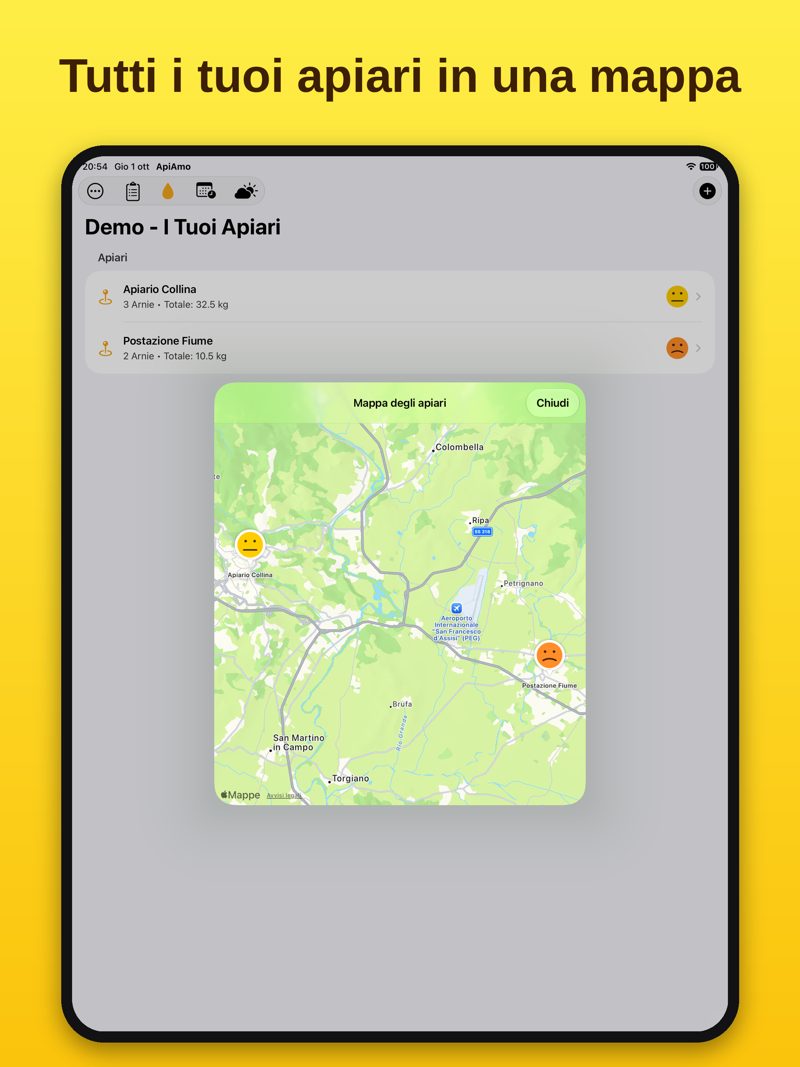 ApiAmo su iPad: mappa